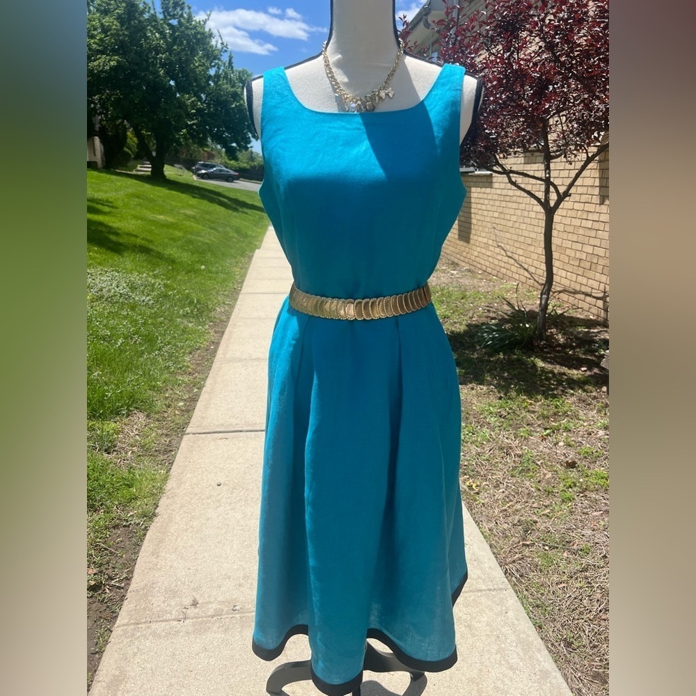 Talbots Blue and Gold A-Line Sundress for Weddings